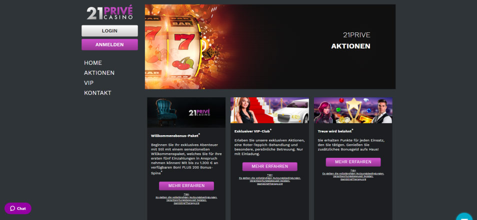 Inscrivez vous sur le casino 21 Prive