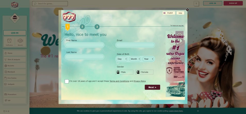 Sign in 777 Online Casino