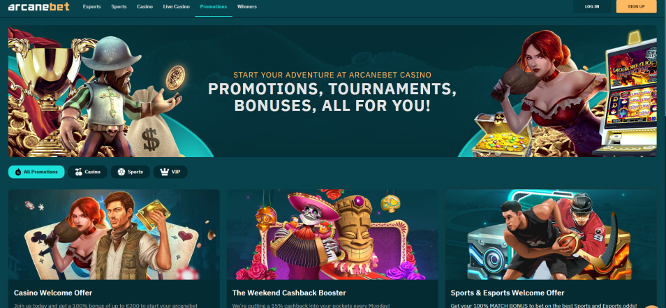 Iniciar sessió al Casino Arcane Online