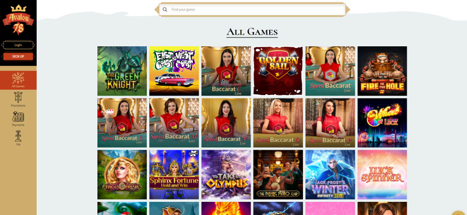 احصل على مكافأة Avalon78 Casino