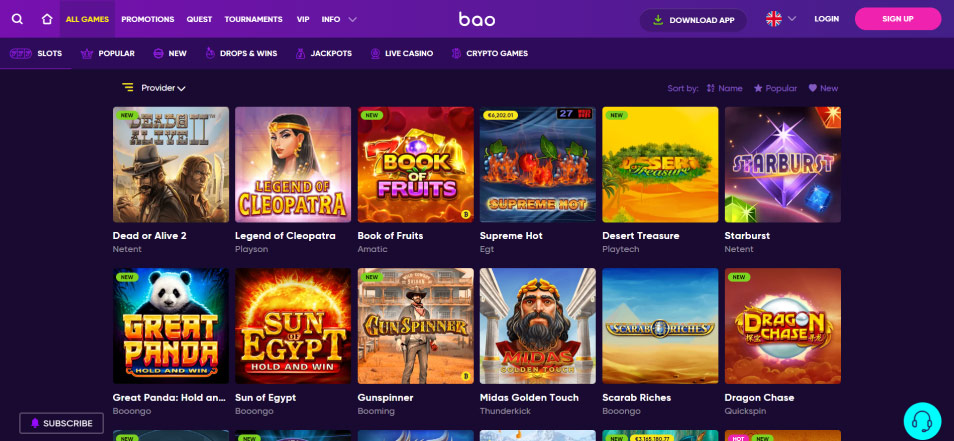 احصل على مكافأة BAO Casino