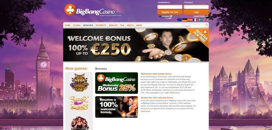 احصل على مكافأة BigBang Casino