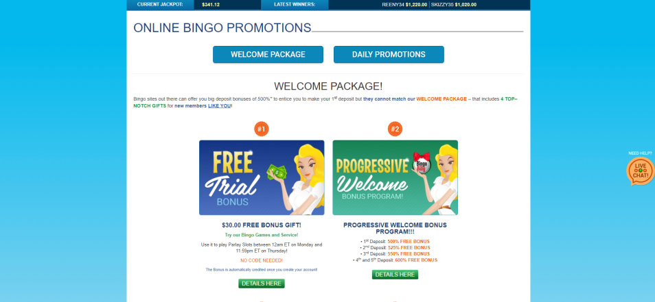 Get bonus Billy Bingo Casino