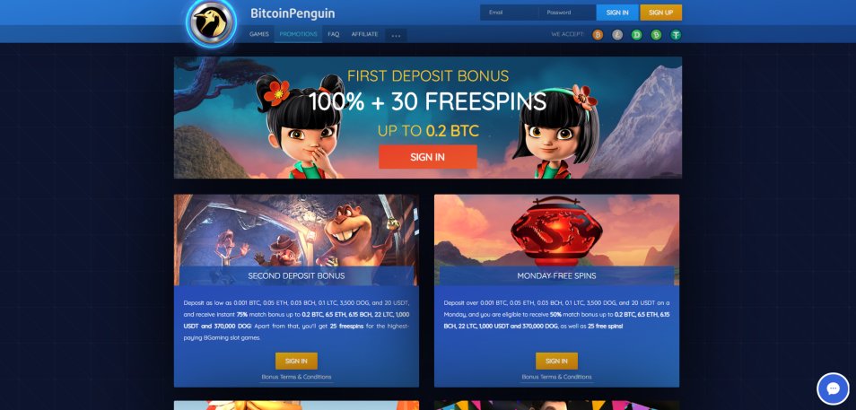 Obter Bónus BitcoinPenguin Casino