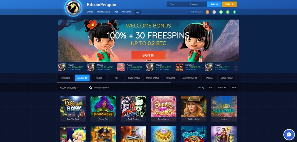 کازینو ای آنلاین BitcoinPenguin Casino