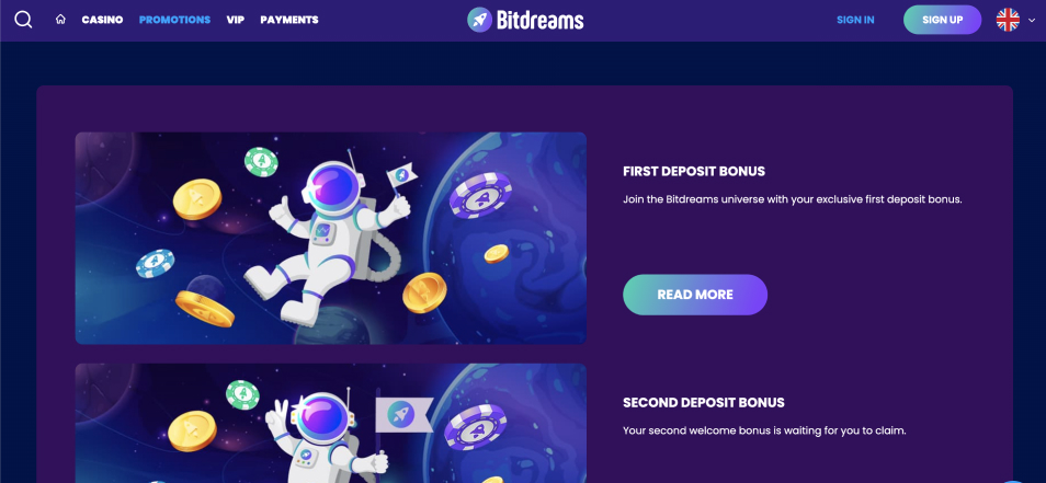 Iniciar sessió al Casino Bitdreams