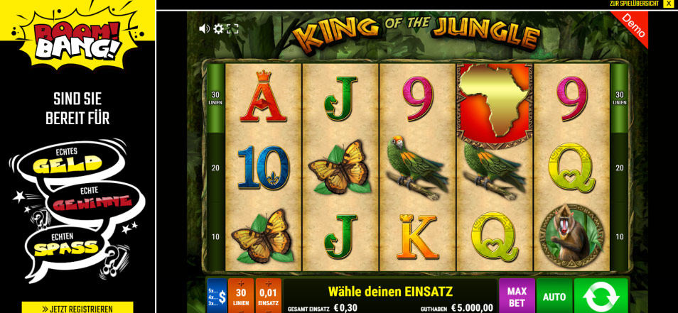 Inscrivez vous sur le casino Boom Bang