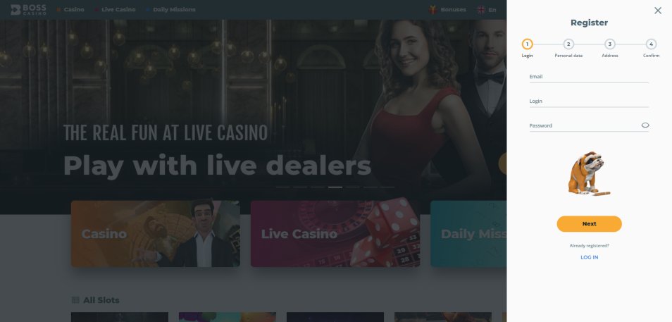 Regístrate en BOSS Casino