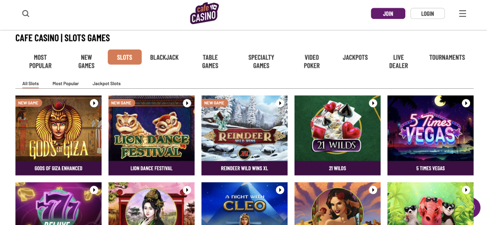 Inscrivez vous sur le casino Cafecasino