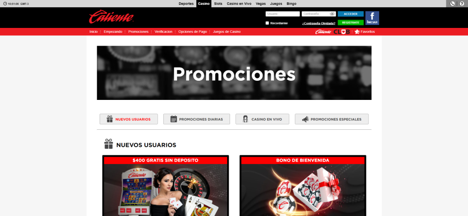 Inscrivez vous sur le casino Calientecasimo Online