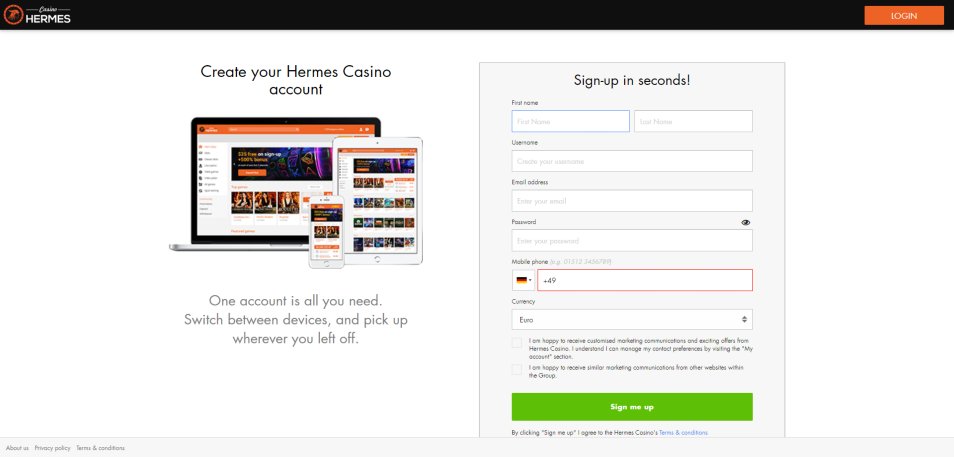 Εγγραφείτε στο Καζίνο Casino Hermes