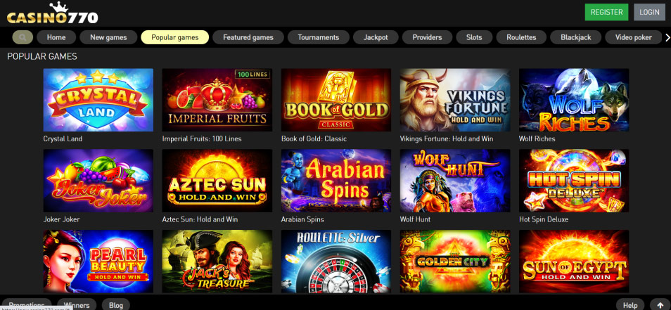 احصل على مكافأة 770 Casino