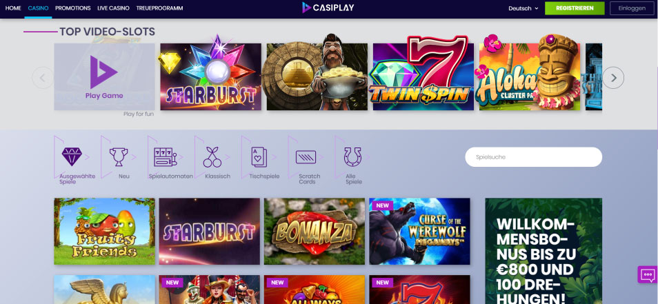 احصل على مكافأة Casiplay Casino