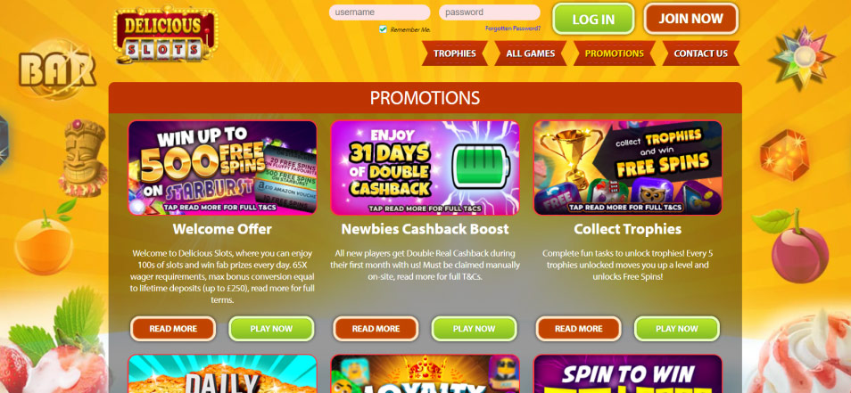 احصل على مكافأة Delicious Slots Casino