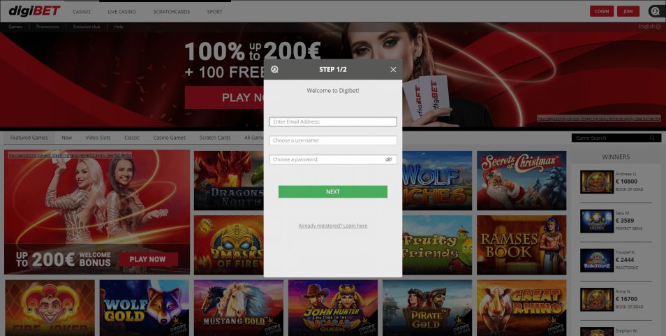 Regístrate en Digibet Casino