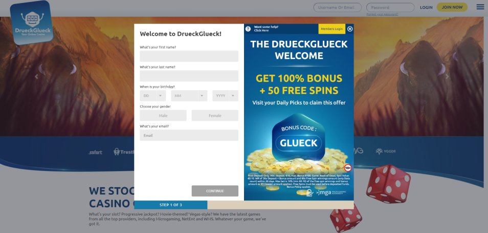 Regístrate en Druck Gluck Casino