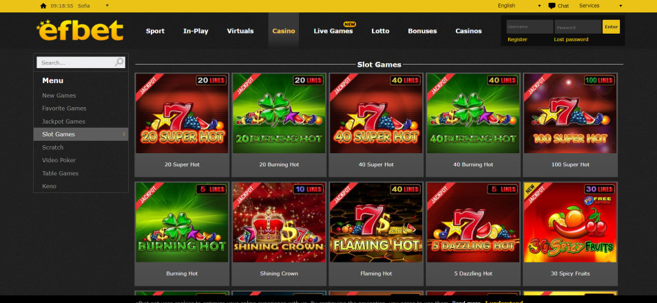 Obtenir un bonus Efbet Casino Online