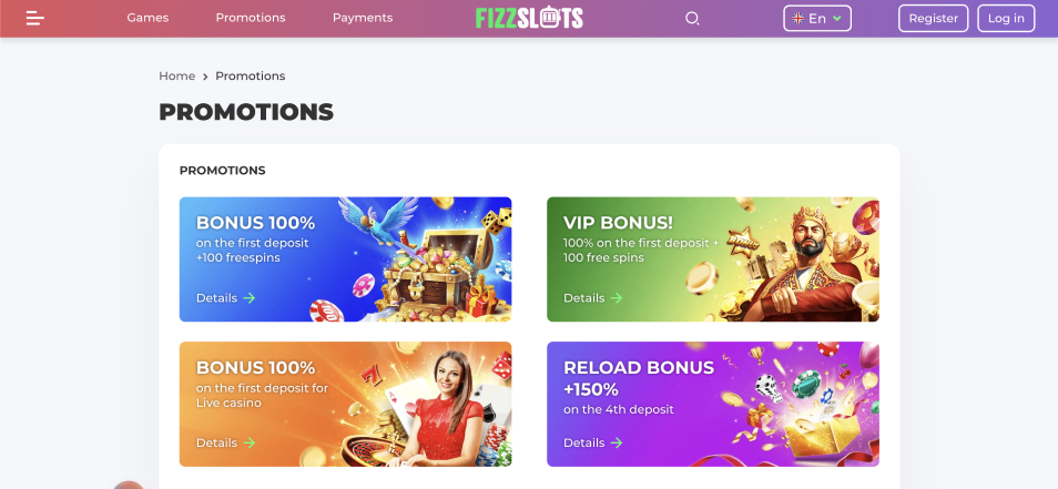 Fizz Slots 카지노에 로그인하세요.