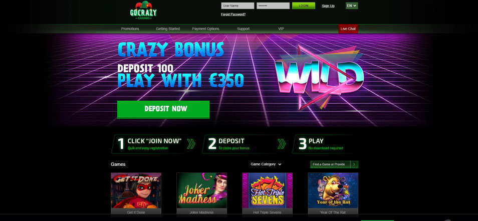 Casino en ligne Go Crazy Casino