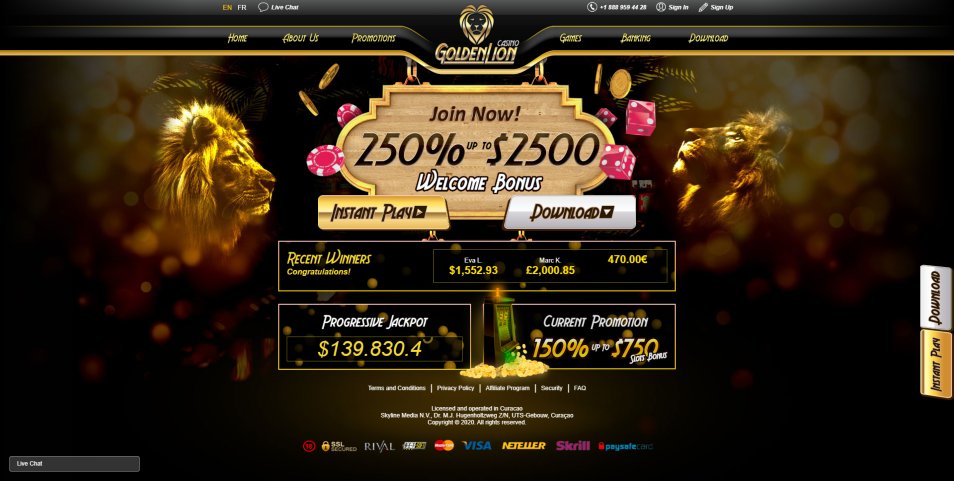 كازينو اون لاين Golden Lion Casino