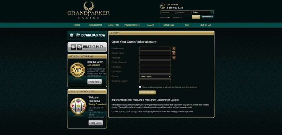 Inscrivez vous sur le casino Grand Parker