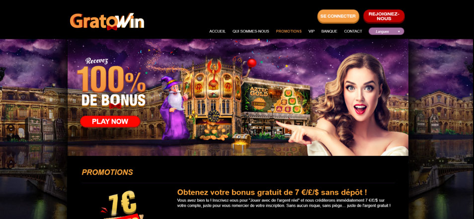 Inscrivez vous sur le casino Casino Gratowin