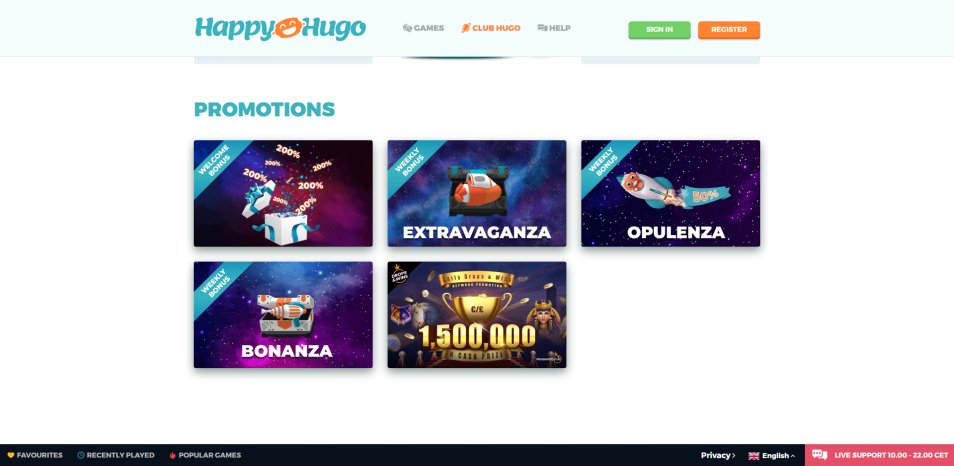 Get bonus HappyHugo Casino