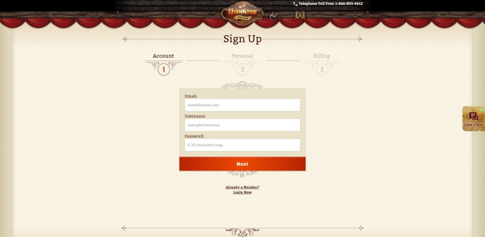 Sign in High Noon Online Casino