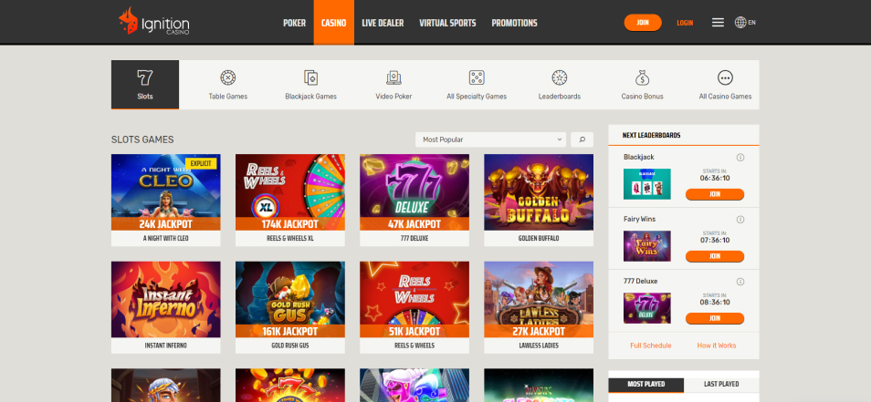 Obtenir un bonus Ignition Online Casino