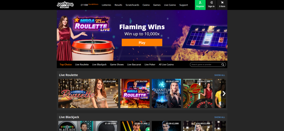 Inscrivez vous sur le casino Jackpot.com