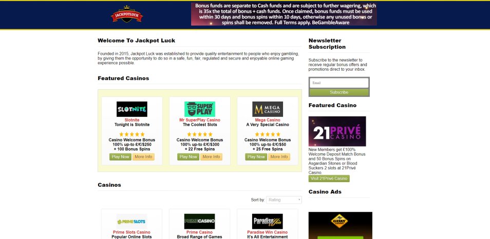 كازينو اون لاين Jackpot Luck Casino