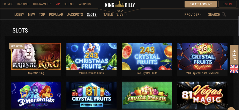 Get bonus King Billy Casino