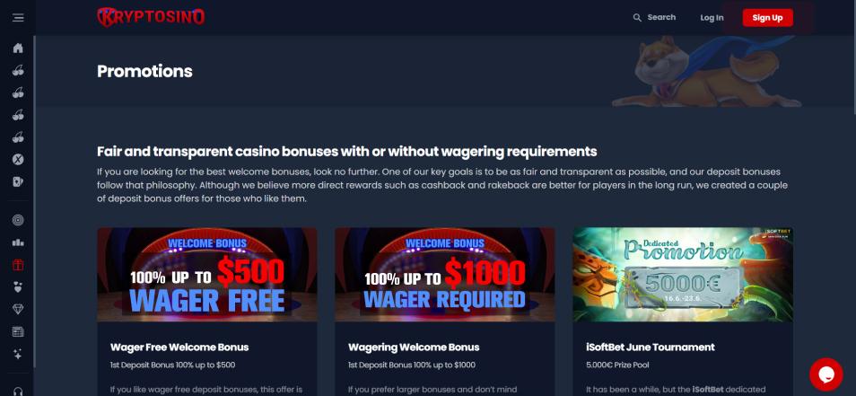 Iniciar sessió al Casino Kryptosino