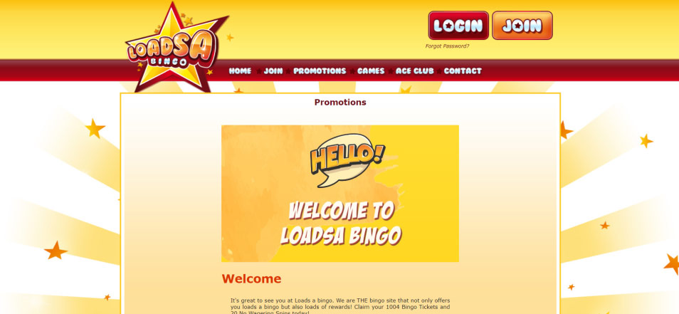 Inscrivez vous sur le casino Loadsa Bingo