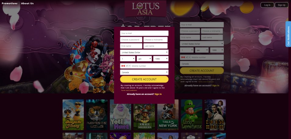 Inscrivez vous sur le casino Lotus Asia