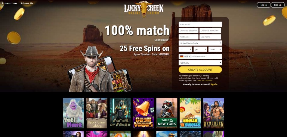 كازينو اون لاين Lucky Creek Casino Online