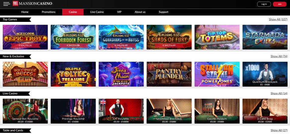 احصل على مكافأة Mansion Online Casino