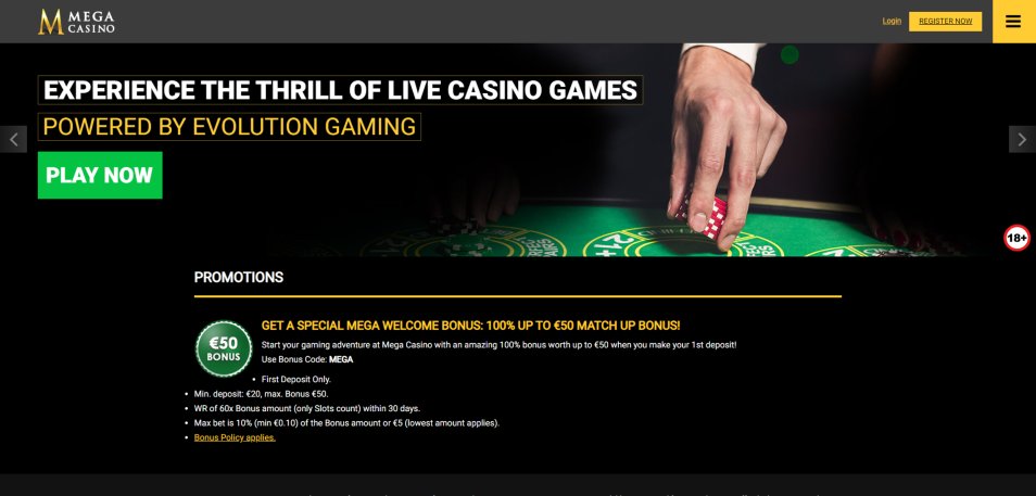 احصل على مكافأة Mega Casino Online