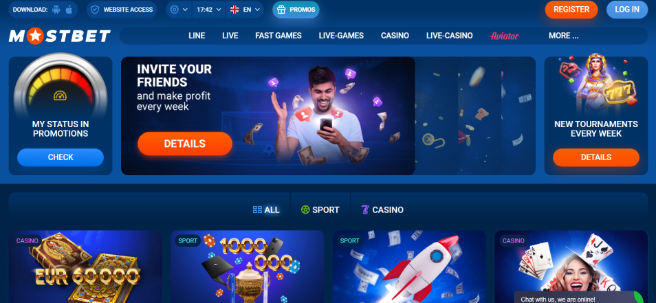 Inscrivez vous sur le casino Mostbet Official