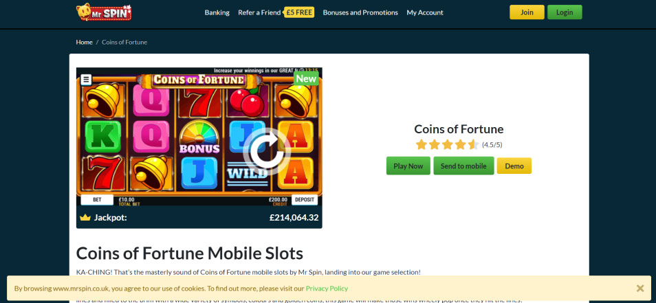 Get bonus Mr Spin Casino