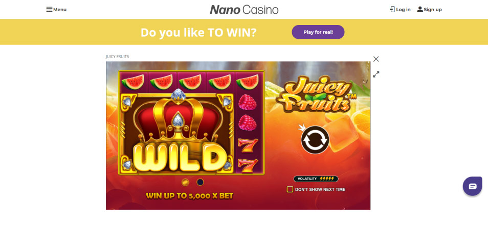 Regístrate en Casino Nano Casino