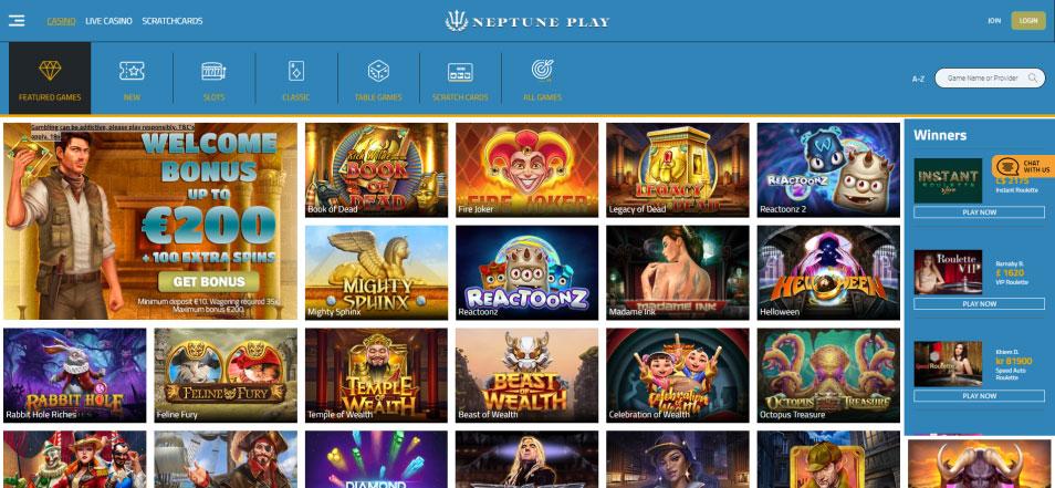 Get bonus Neptune Play Casino