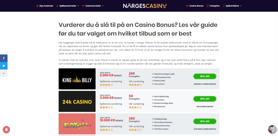 احصل على مكافأة Norgescasino