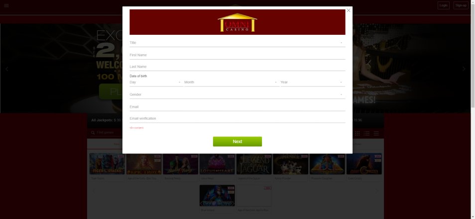 Regístrate en Omni Casino