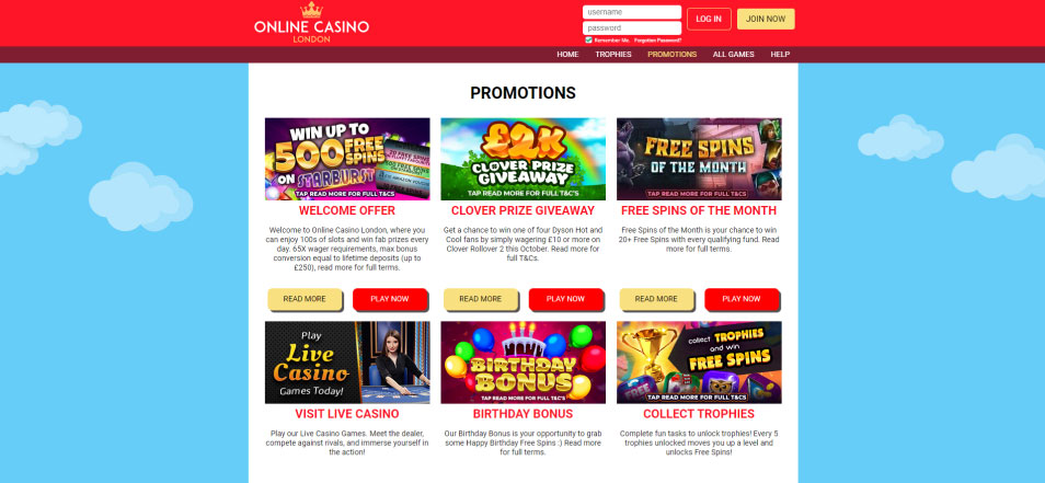 Registe-se no Casino Online London