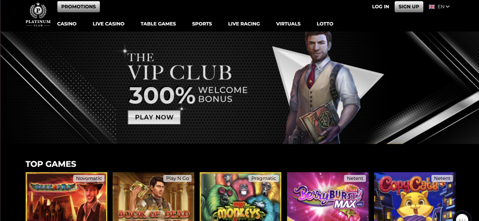 كازينو اون لاين Platinumclub VIP Casino