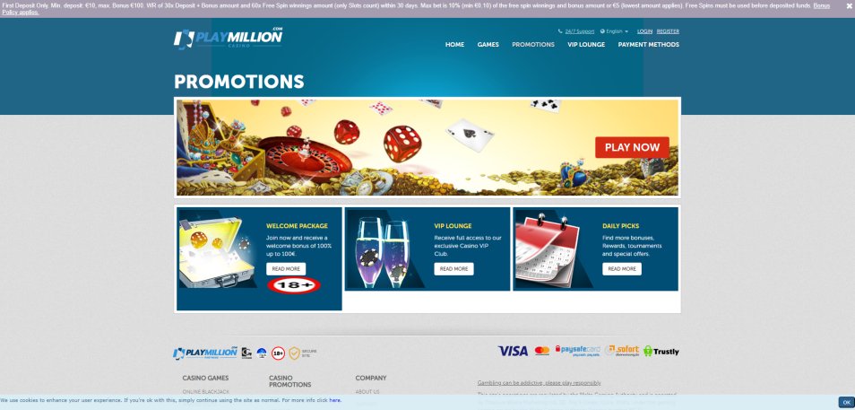 Получить бонус Playmillion Casino