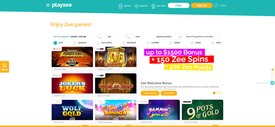 احصل على مكافأة Playzee Casino