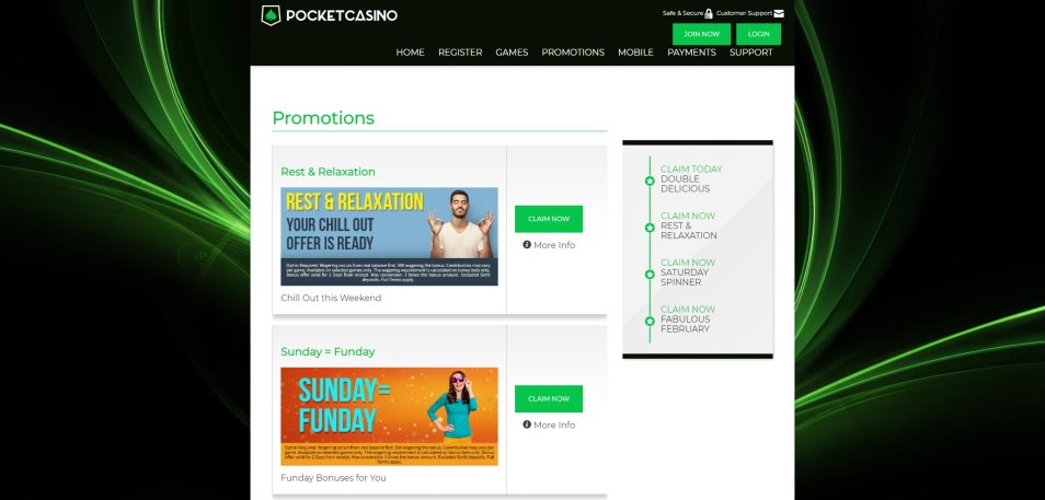 보너스 얻기 Pocket Casino.EU