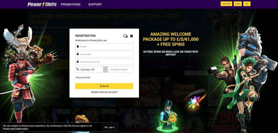 Regístrate en Slot Power Casino